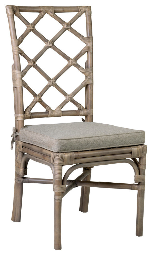 East at Main Eve Diamond Grey Wash Rattan Dining Chair (Set of 2)