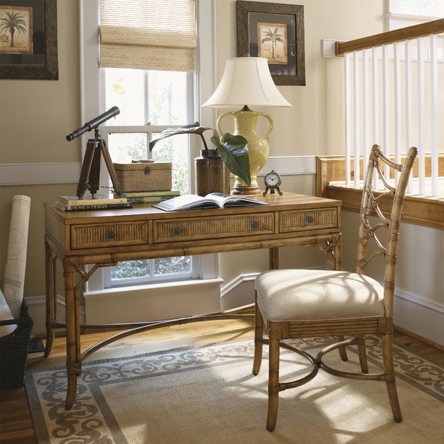 Clearwater Writing Desk With Three Drawers & Bamboo Accents exotisk-arbetsrum