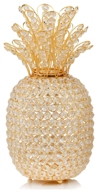 15" Gold Pineapple Faux Crystal Sculpture