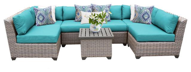 Florence 7 Piece Outdoor Wicker Patio Furniture Set 07c