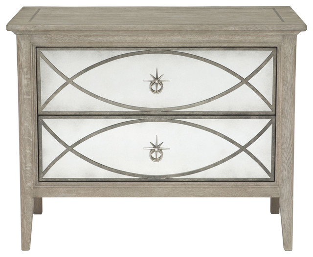 Michaela French Country White Oak Decorative Metal Overlay Michaela French Country White Oak Decorative Metal Overlay Nightstand
