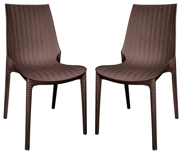 Kent Modern Stackable Outdoor Dining Chair Set of 2 Tropical