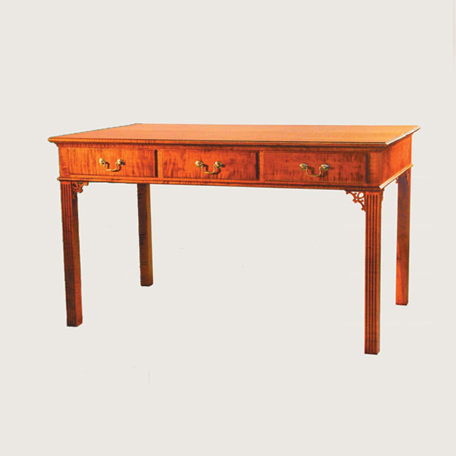 D.R. Dimes Chippendale Writing Table in Tiger Maple