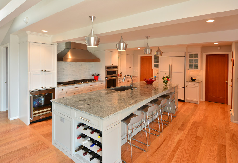 Example of a transitional kitchen design in Seattle