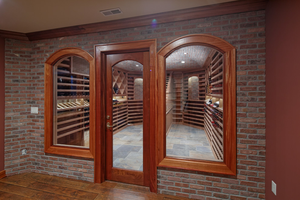 Inspiration for an expansive transitional wine cellar in New York with storage racks.