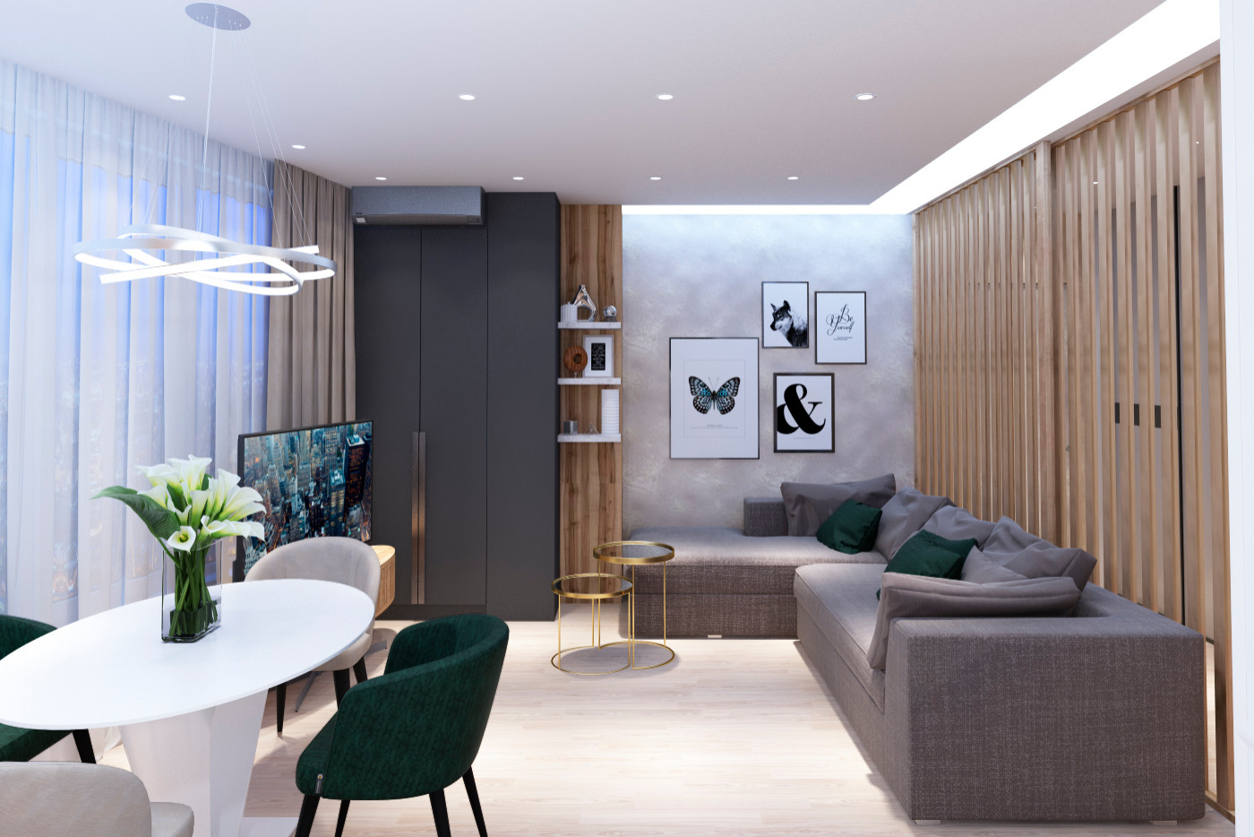 Современный стиль. Квартира 76 м2.