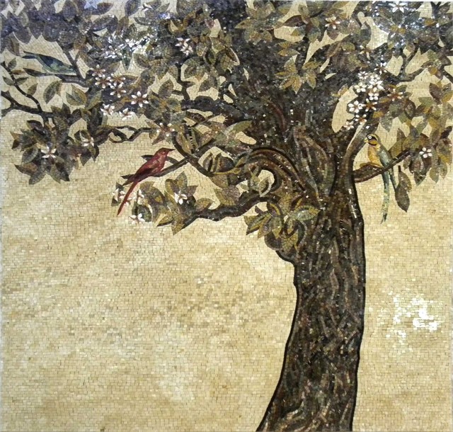 Tile Mosaic Art, Olive Tree, 47"x47"