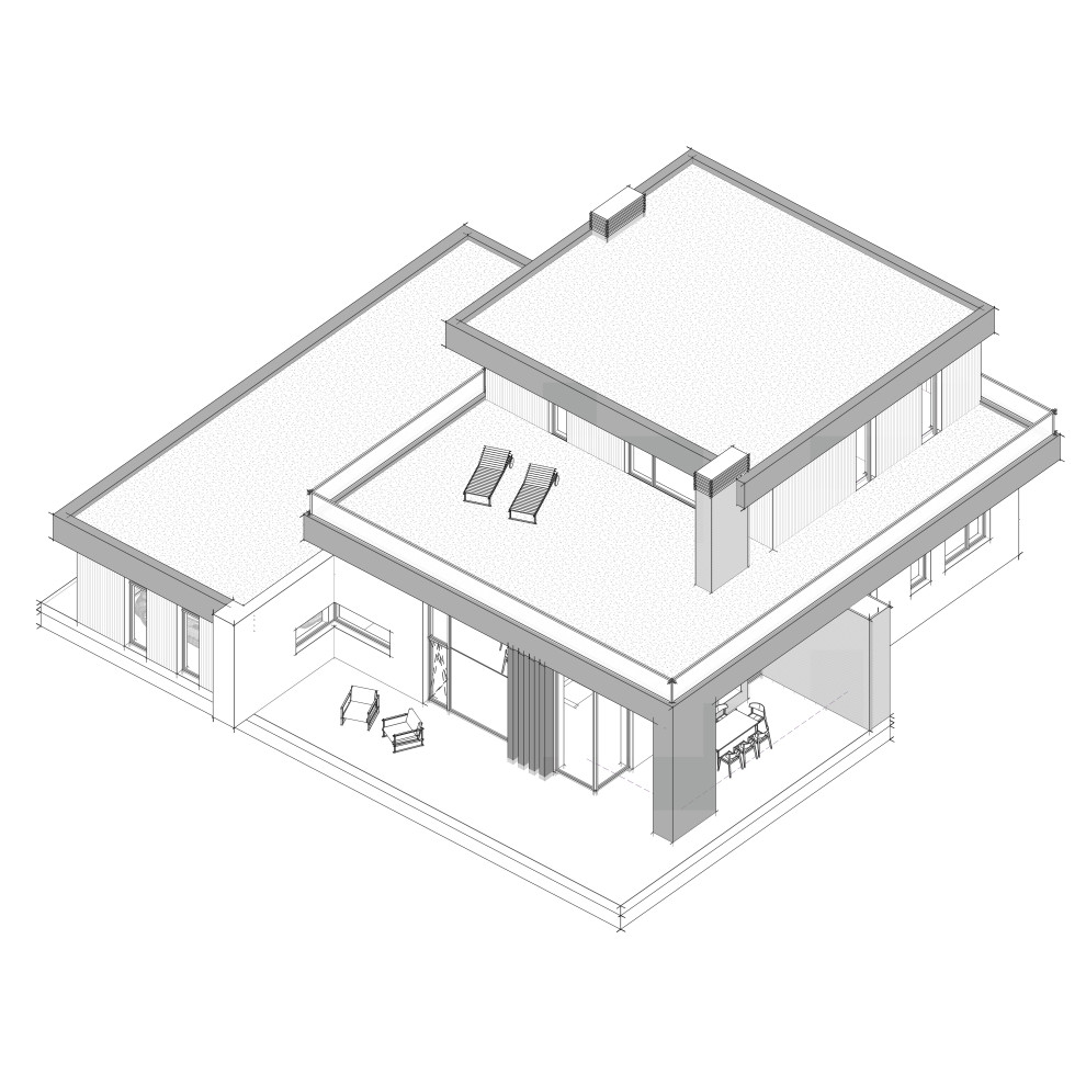 Проект современного коттеджа с плоской кровлей в КП Рублево