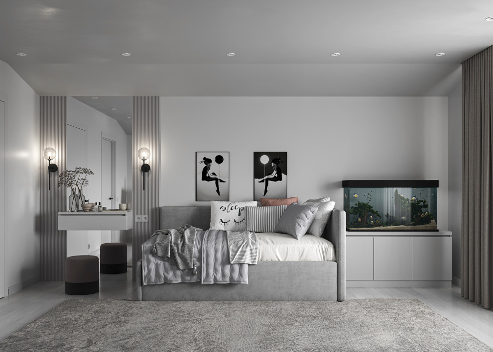 Дизайн интерьера мансардного этажа в частном доме.