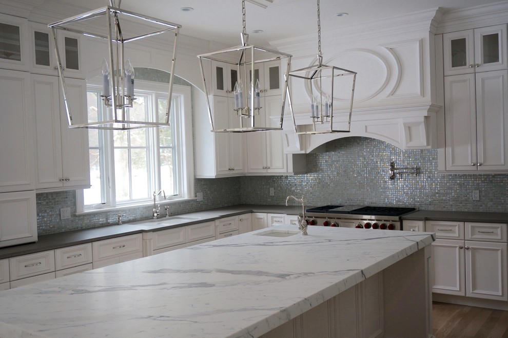 Example of a transitional kitchen design in New York