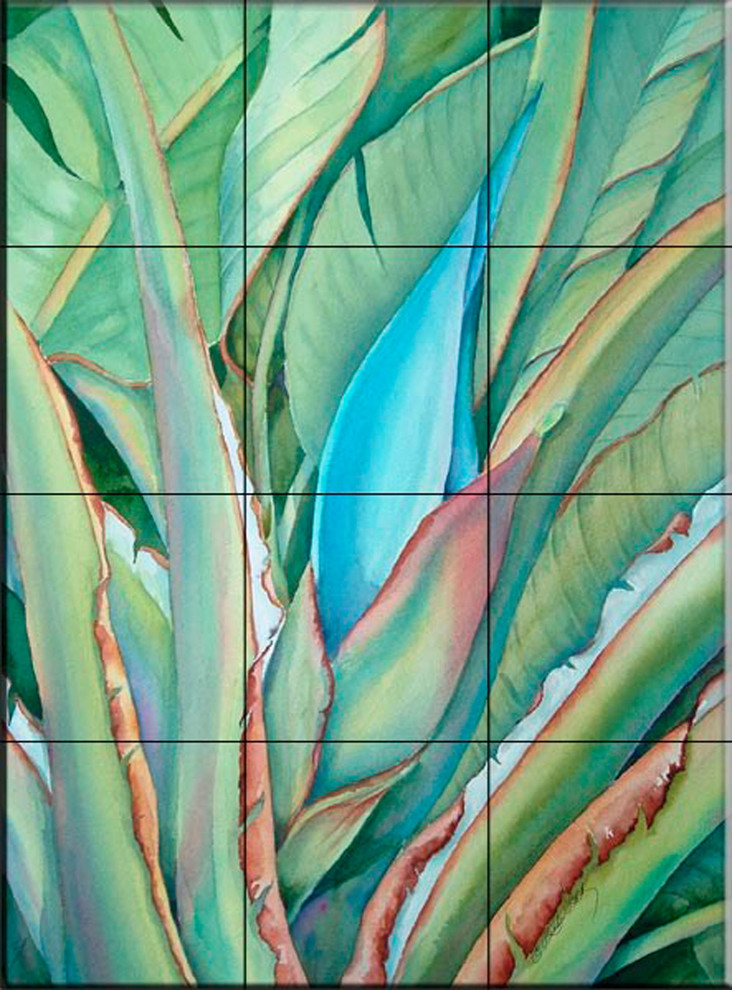 Tile Mural, Close Up Tropical by Linda Lord, 12.75" x 17" (12 Tiles