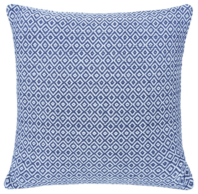 Organic Cotton Cushion, Blue Diamond, Feather Pad, 60x60 cm