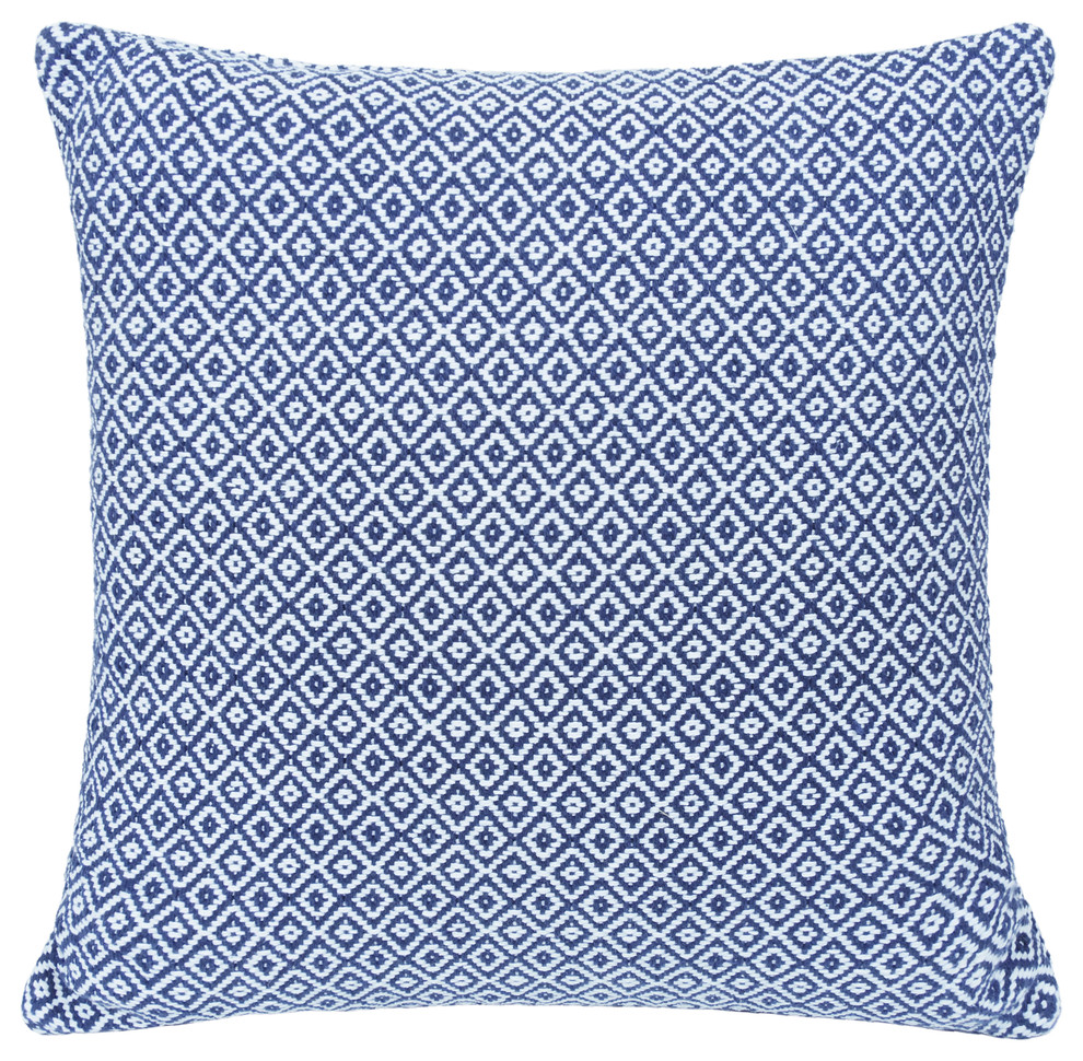 Organic Cotton Cushion, Blue Diamond, Feather Pad, 60x60 cm