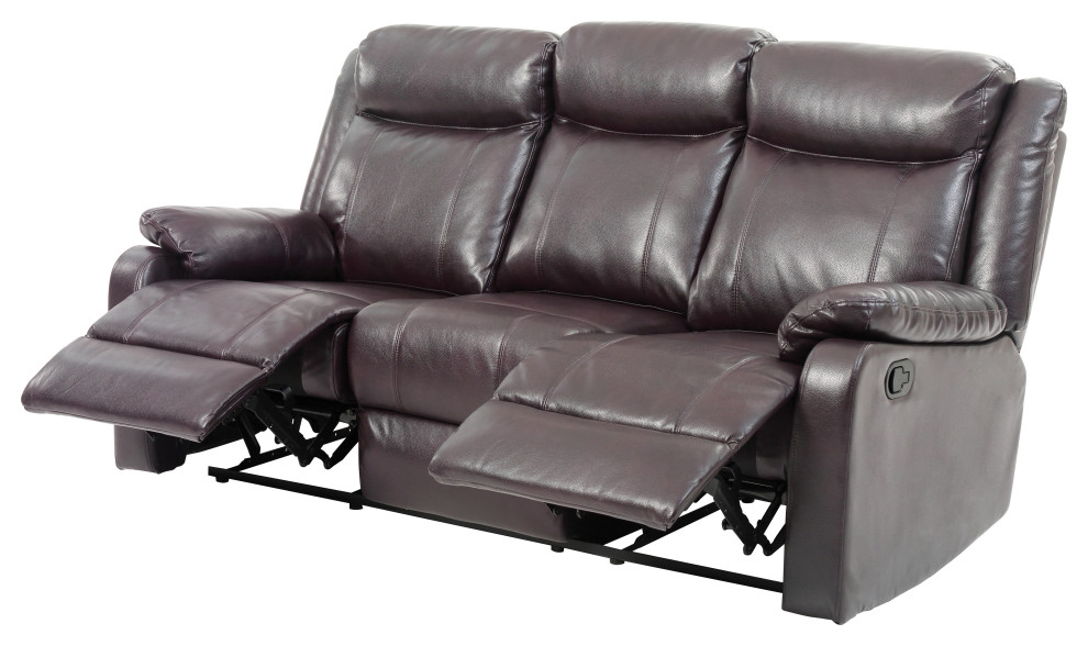 Wendover Faux Leather Double Reclining Sofa Contemporary Sofas by