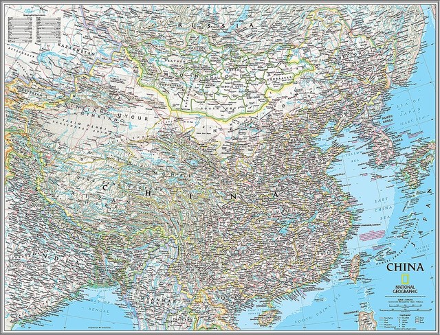 Classic China Map Wall Mural, Self-Adhesive Wallpaper