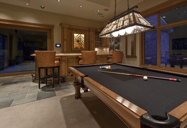 Game room bar traditional home theater seattle for Pool design game