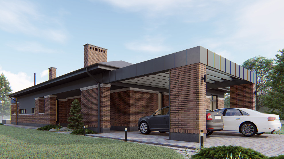 Проект одноэтажного дома с отдельным домом для подростка