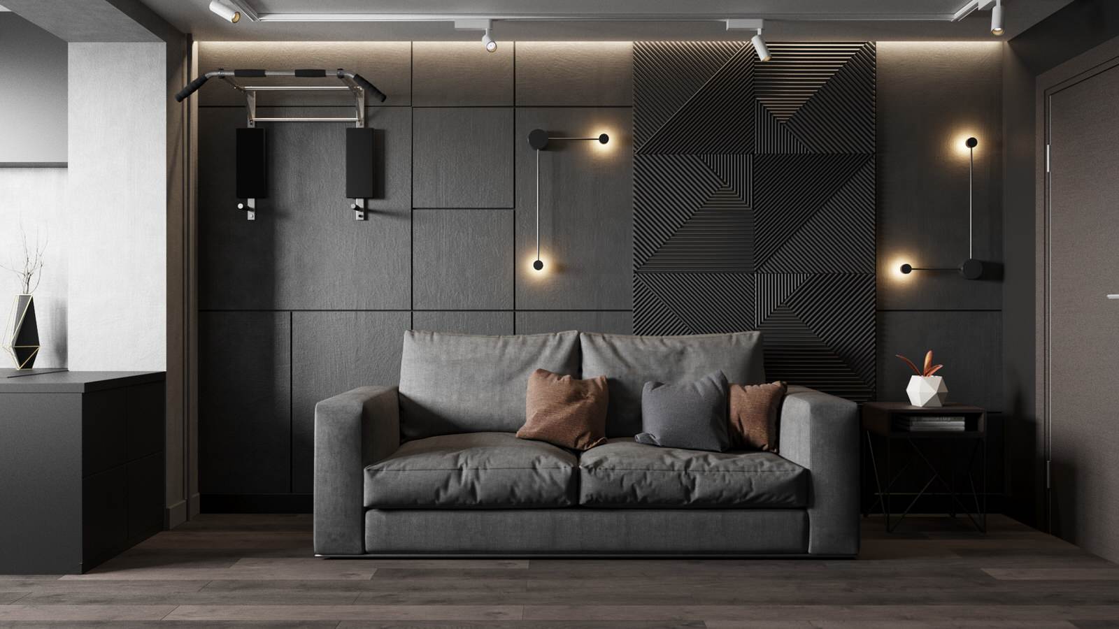 Дизайн квартиры в тёмных оттенках