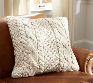 Cable knit cushion cover USD 69.50 at Pottery Barn