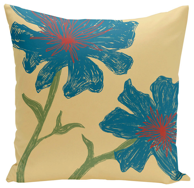 Yellow E by design Decorative Pillow Blue Red Green 