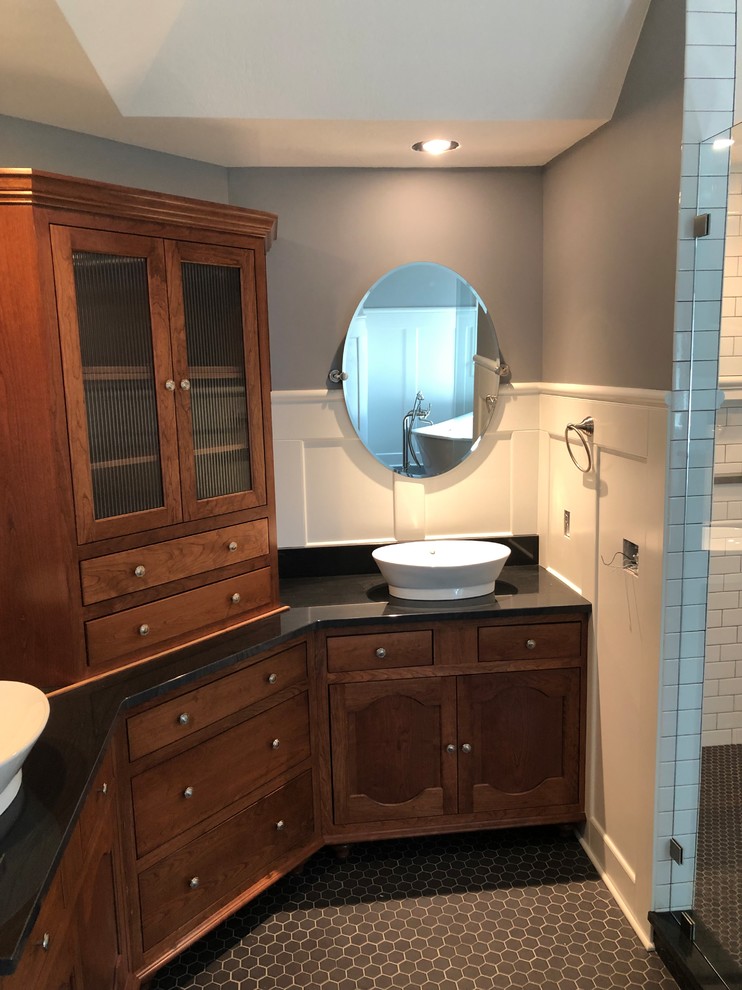 1990's master bathroom transformation into a 1920's vintage look
