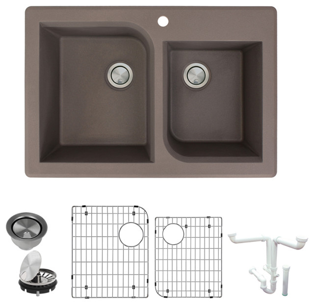 Radius Granite 33" Drop" Kitchen Sink Kit, Espresso