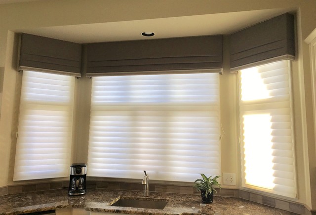 Custom Cornice Boards With Shades Traditional Kitchen