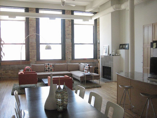 Living room - modern living room idea in Chicago