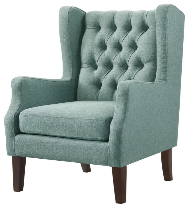 Irwin Linen Button Tufted Wingback Chair Transitional Armchairs And