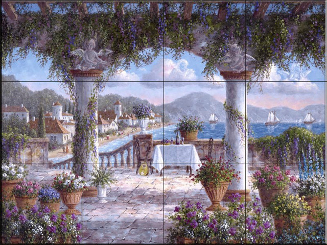 Tile Mural, Tuscan Serenade by Dennis Lewan