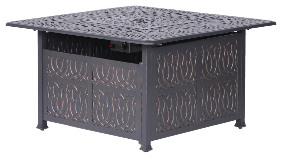 Bellvue Square Outdoor Gas Firepit Table With Doors,  44"