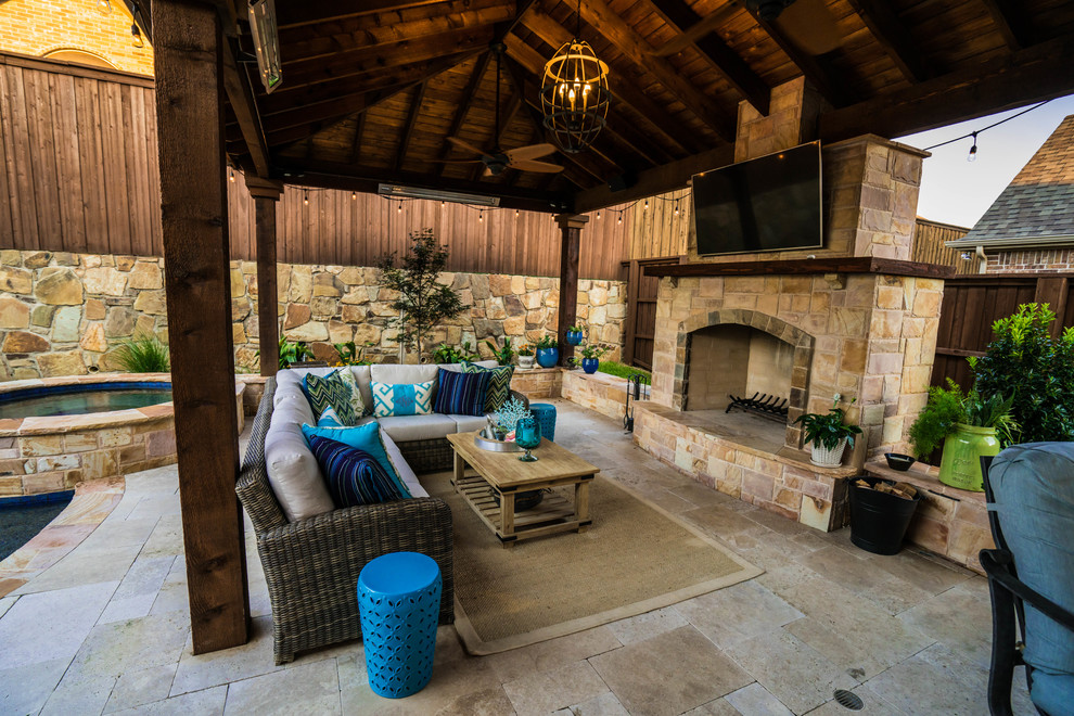 This is an example of a mediterranean patio in Dallas.