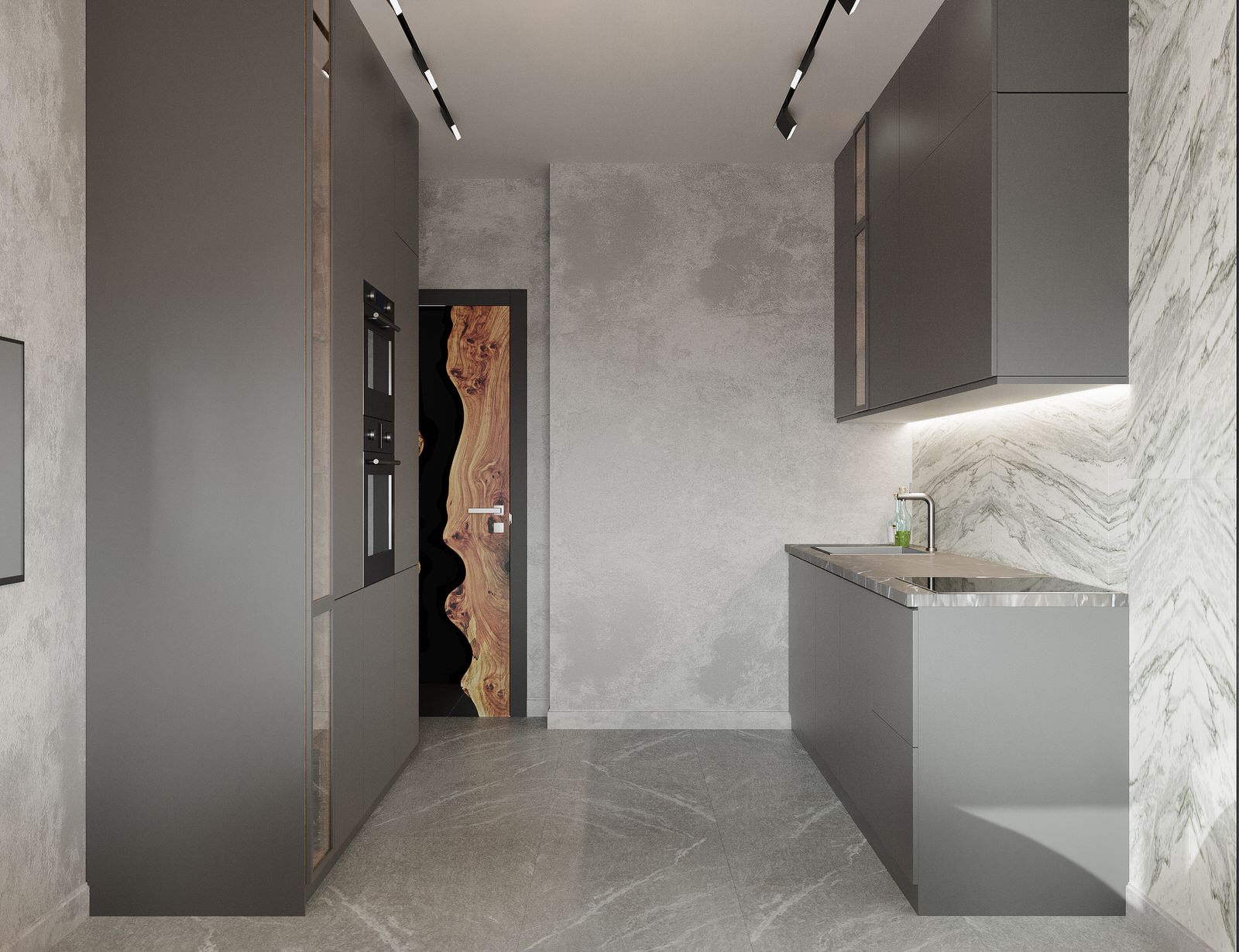 Трехкомнатная квартира для семьи из 4 человек с монохромным интерьером