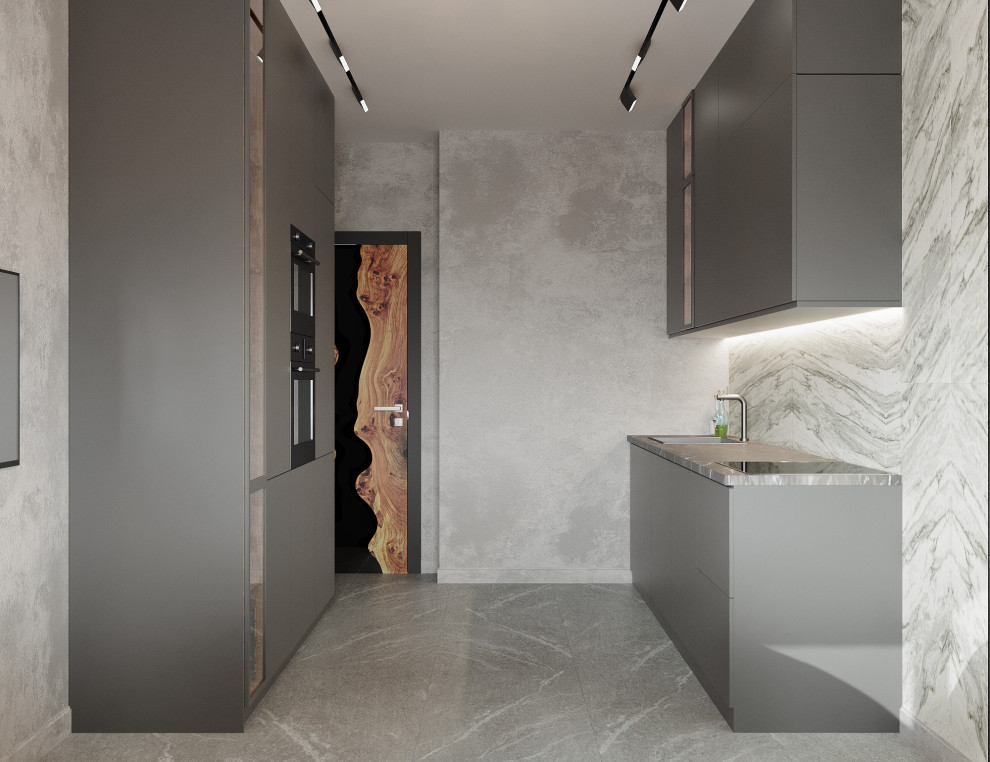 Трехкомнатная квартира для семьи из 4 человек с монохромным интерьером