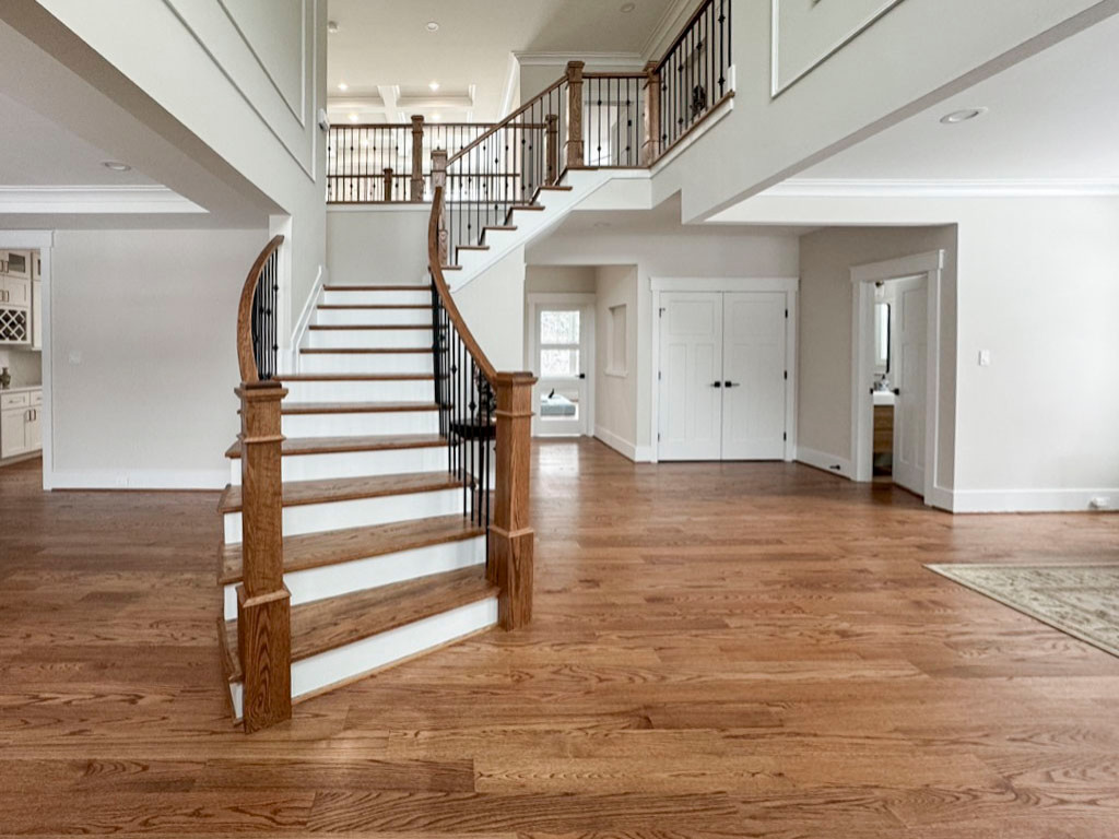 117_Distinct Oak Staircase with Iron Balusters & Oak Rail Profile, Chantilly VA