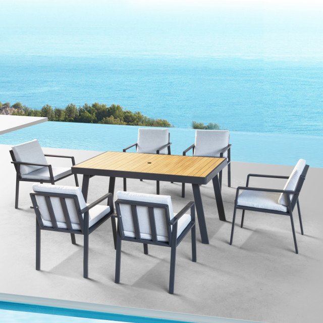 gardena outdoor 7pc cast aluminum dining set