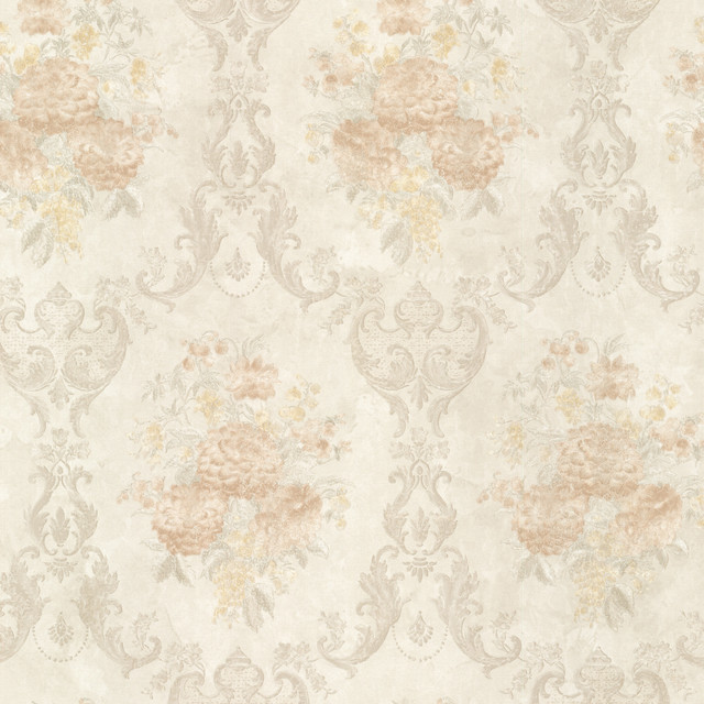 Dutchess Peach Floral Damask Wallpaper, Bolt