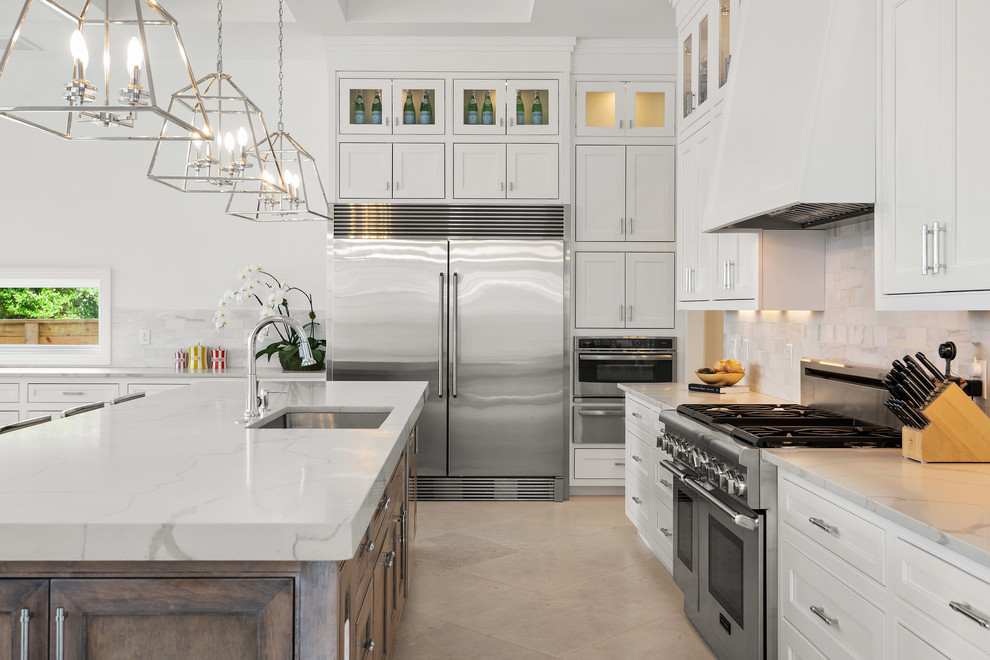Example of a transitional kitchen design in Orlando