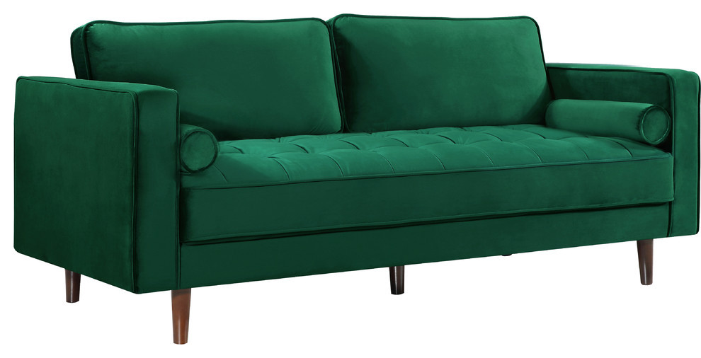 Emily Velvet Upholstered Sofa, Green