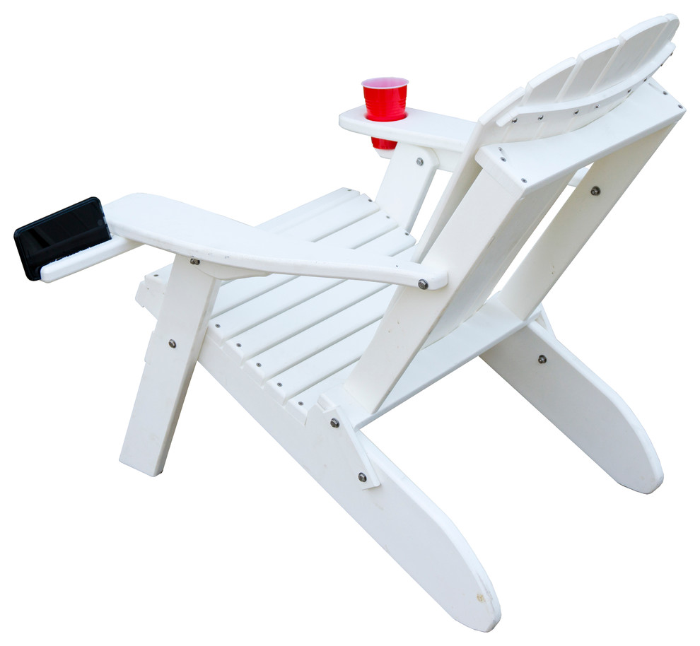 Folding Adirondack Chair With Rotating Device Holder, Barn Board