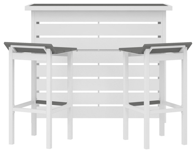 CosmoLiving by Cosmopolitan Ariesa 3Piece Outdoor Bar Set, White/Gray