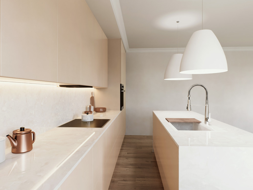 Example of a minimalist kitchen design in Miami
