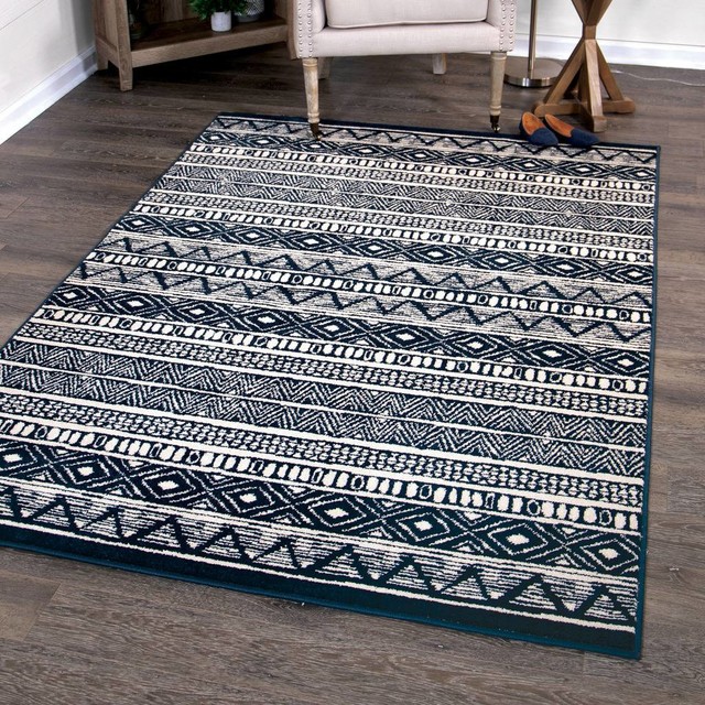 Orian Farmhouse Sonoma Indoor Outdoor Bamba Indigo Area Rug 7 9 X10 10