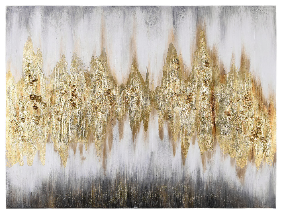 Gold Abstract Textured Metallic Hand Painted Wall Art by Martin Edwards