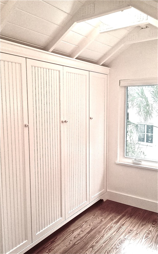 Beadboard Inset Closet Doors in Master Bath Craftsman Tampa by