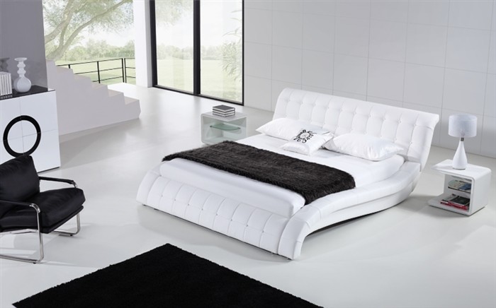 Janni White Modern Leather Bed Frame $899.99