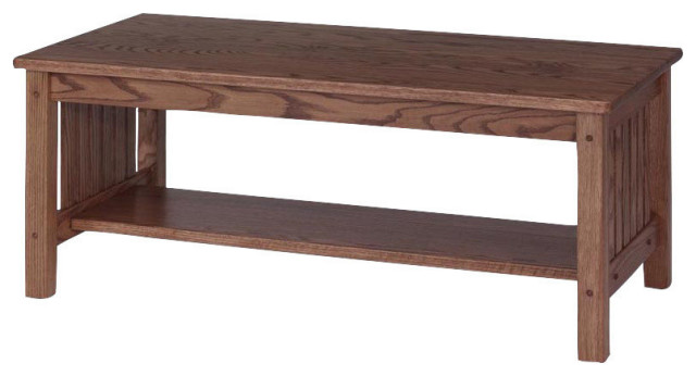 Mission Style Solid Oak Coffee Table, Chesnut