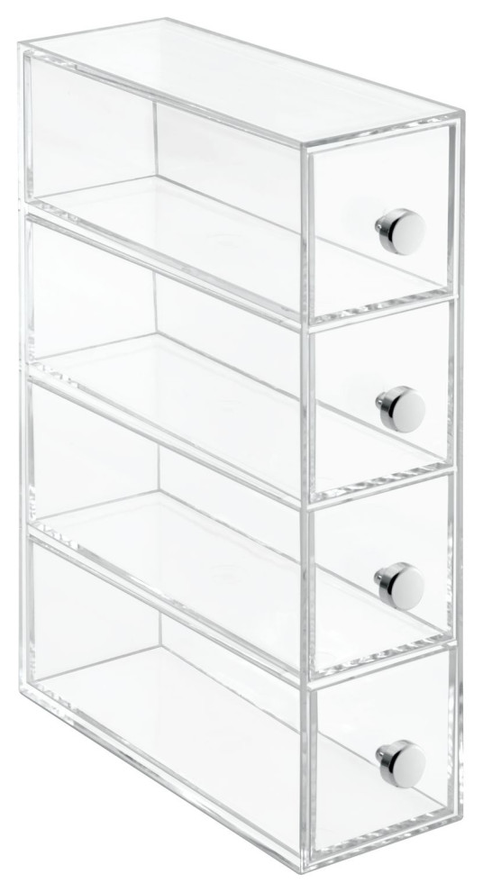 InterDesign 36560 2.75" X 7" X 10" Clear Clarity 4-Drawer Cosmetic Flip Tower