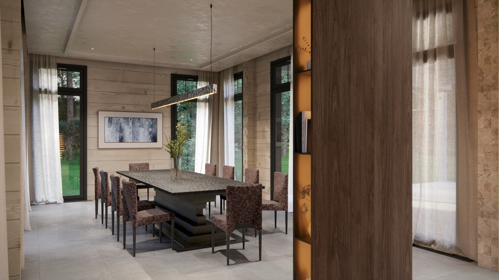 Интерьер подмосковного брусового дома компании Honka