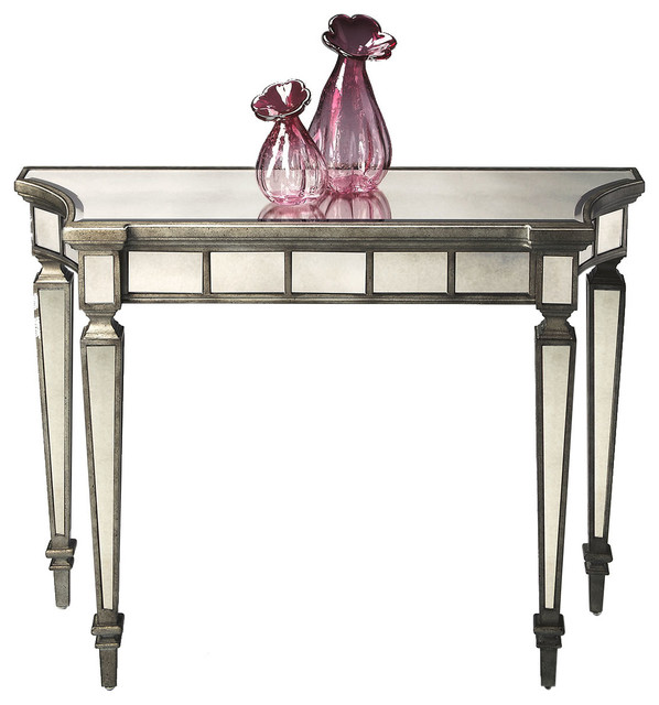 Offex Indoor Furniture 32"H Console Table, Mirror Finish Transitional